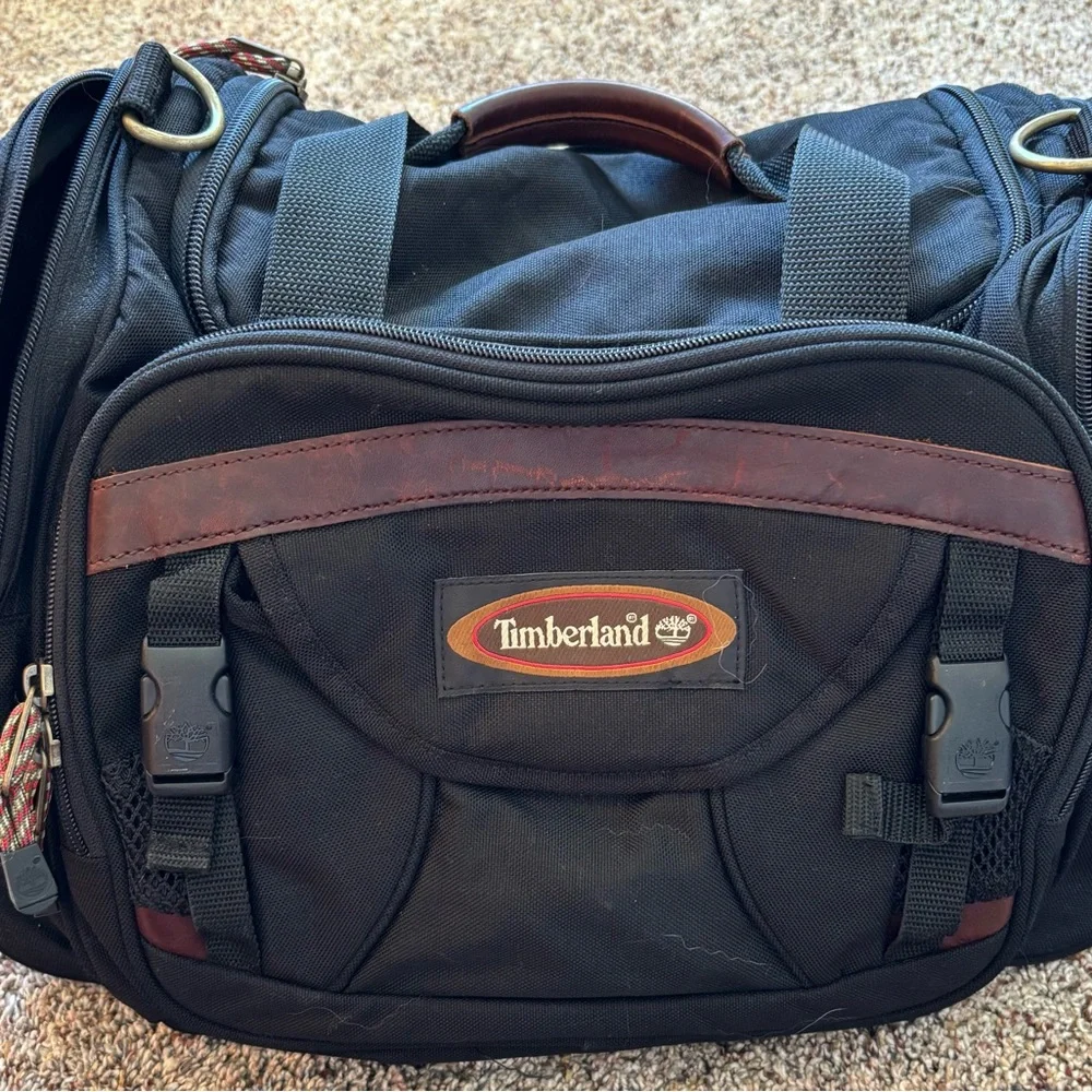 Timberland Black and Brown Men's Travel Duffel Bag